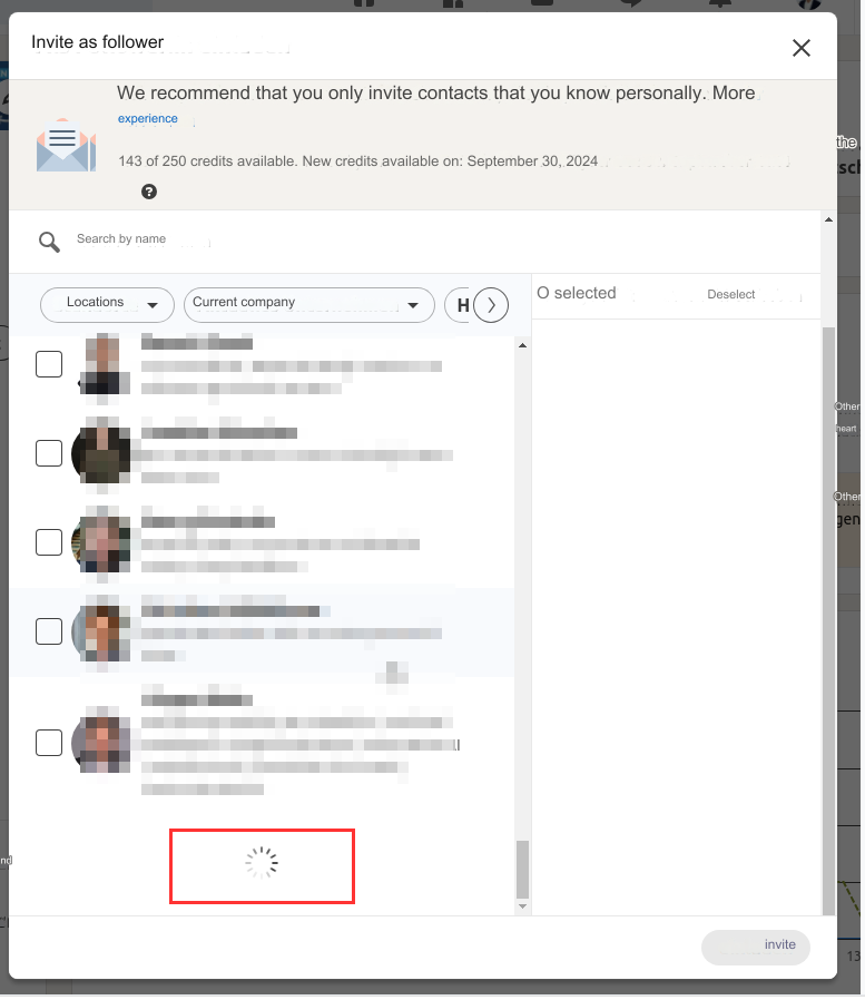No more people will be invited to follow your company page, group or event?