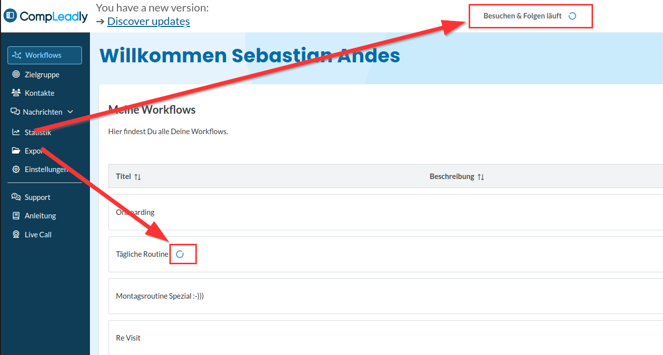 Wo finde ich den Status, ob CompLeadly läuft?