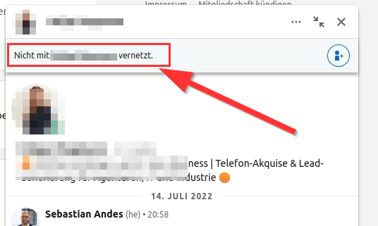 Banner „Nicht mit Profil verbunden“ im Nachrichtenfenster / 'Not Connected to profile' banner in message window
