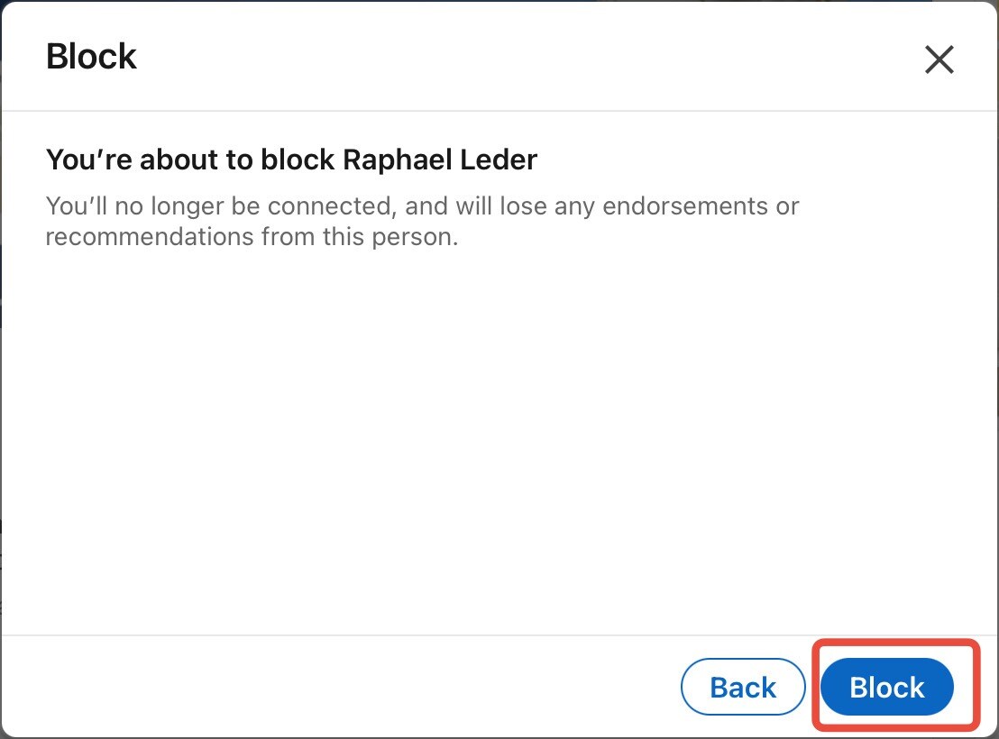 Block contacts on LinkedIn