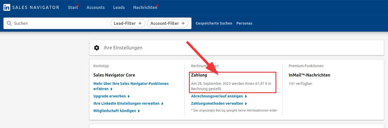 Vergünstigter Sales Navigator ist ein Jahr herum #Verlängerung #Zahlungsmethode