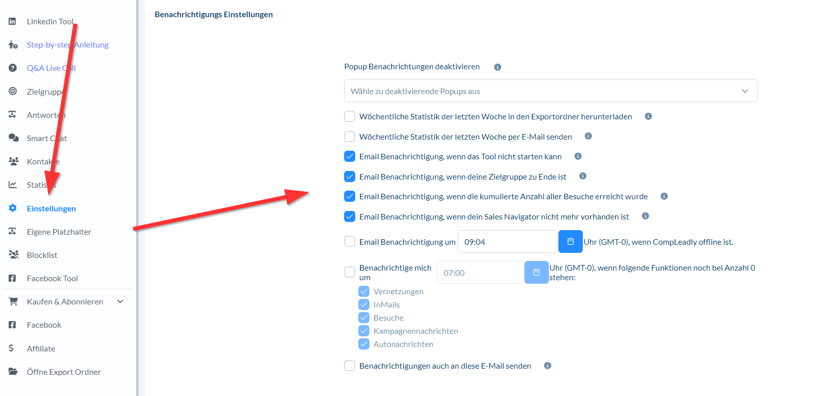 E-Mail-Benachrichtigungen deaktivieren