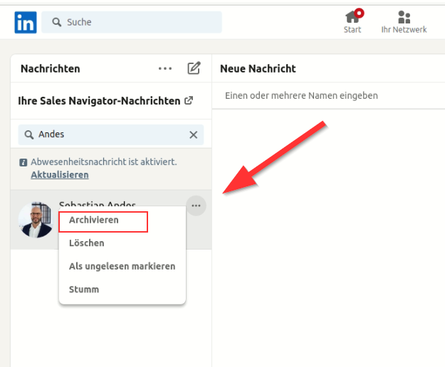 Für Übersicht im LinkedIn Chat sorgen #Inbox