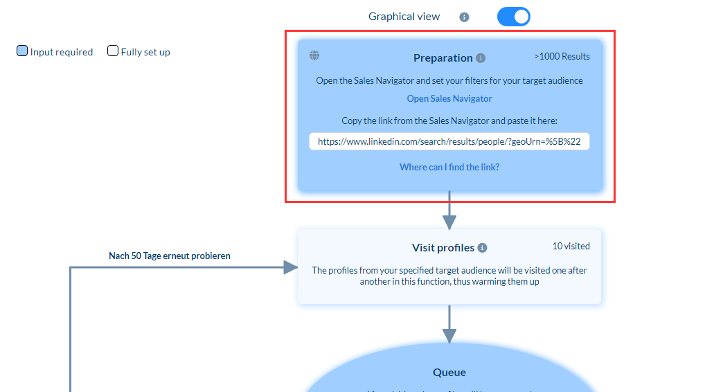 Preparation of the success sequence - Graphical user interface