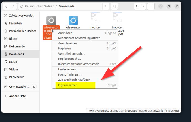 Linux Programme ausführen #.AppImage