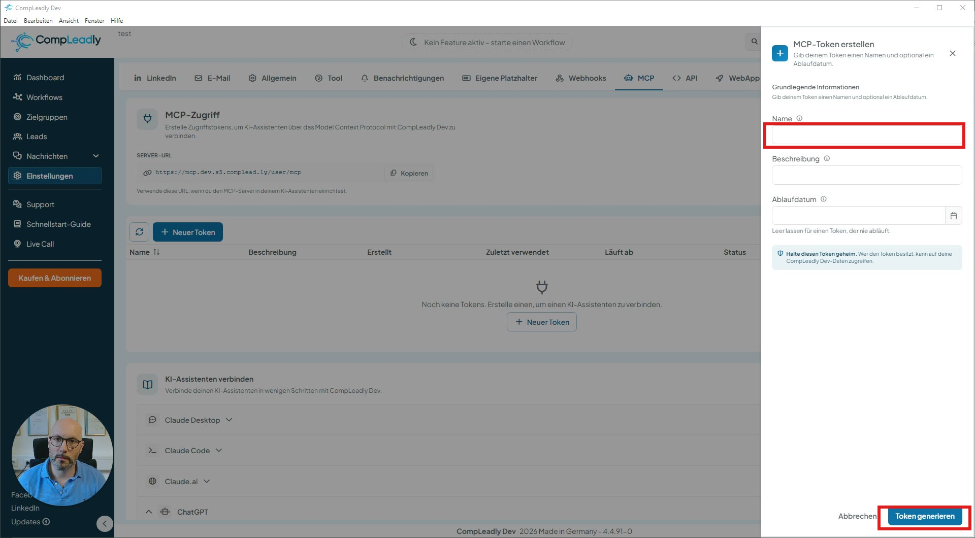 ChatGPT-Zugriff auf deinen CompLeadly-Account einrichten