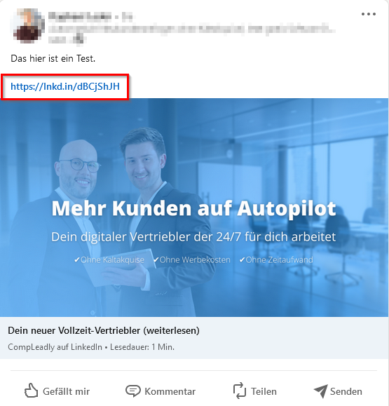 Links abkürzen in Nachrichten.